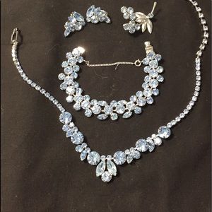 Vintage 1950s blue rhinestone 5 piece set